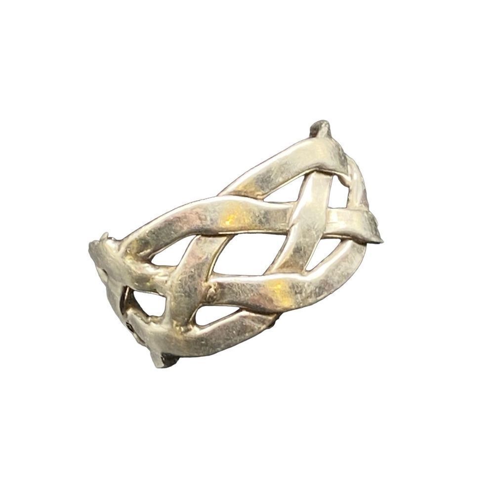 Sterling Silver 925 Open Weave Celtic Knot Ring - Wedding Band size 7.5 - Picture 6 of 11